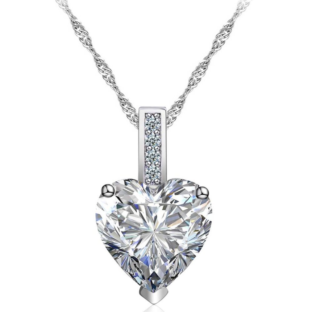 Heart lab Diamond Necklace 925 Sterling Silver